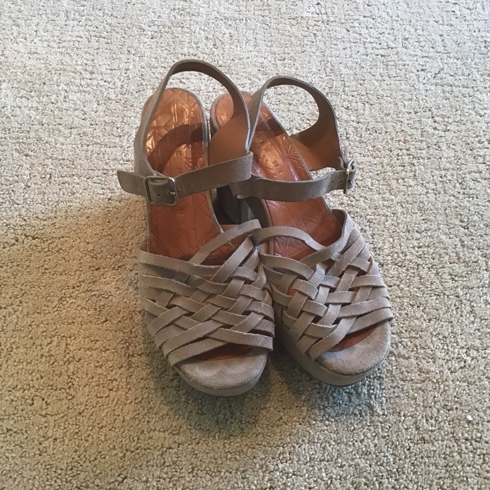 Chie Mihara Tan Woven Suede Leather Ankle Straps‎ Heels Shoes Retro 40s 40 10 - Picture 2 of 8
